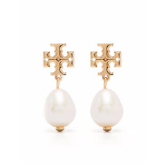 Tory Burch Kira Pearl Double Hoop Earrings
