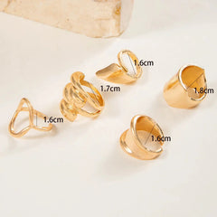 Chunky Gold Rings Set - Stackable Statement Rings