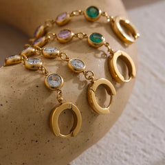 Gold Dangle Earrings with Cubic Zirconia - Two-Style Set