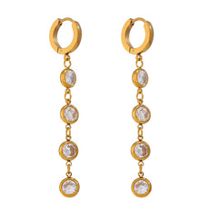 Gold Dangle Earrings with Cubic Zirconia - Two-Style Set