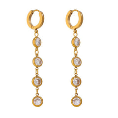 Gold Dangle Earrings with Cubic Zirconia - Two-Style Set