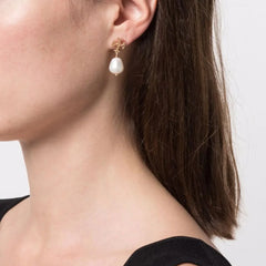 Tory Burch Kira Pearl Double Hoop Earrings
