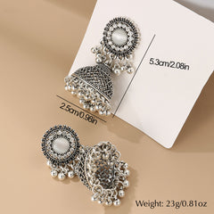 Exquisite Silver Oxidized Jhumka Earrings