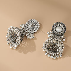 Exquisite Silver Oxidized Jhumka Earrings