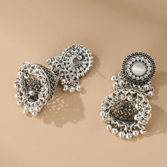 Exquisite Silver Oxidized Jhumka Earrings