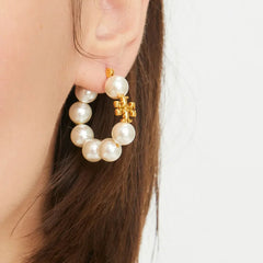 Tory Burch Kira Pearl Hoop Earring
