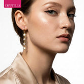 Gold Dangle Earrings with Cubic Zirconia - Two-Style Set