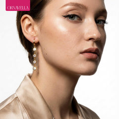 Gold Dangle Earrings with Cubic Zirconia - Two-Style Set