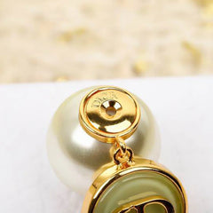 White Resin Pearls with Pistachio Green Transparent Resin Tribales Earrings