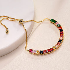Rainbow Zirconia Tennis Slider Bracelet
