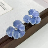 Delicate Lavender Enamel Flower Stud Earrings
