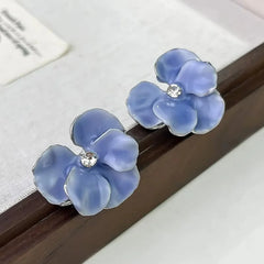 Delicate Lavender Enamel Flower Stud Earrings