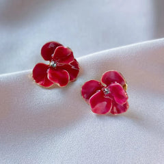 Delicate Lavender Enamel Flower Stud Earrings