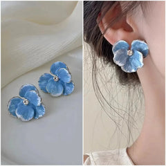 Delicate Lavender Enamel Flower Stud Earrings