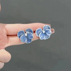 Delicate Lavender Enamel Flower Stud Earrings