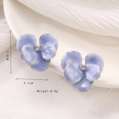Delicate Lavender Enamel Flower Stud Earrings