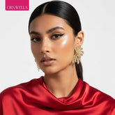 Bold Gold Statement Flower Earrings