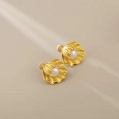Gold Vintage Pearl Shell Earrings
