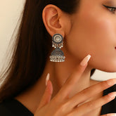 Exquisite Silver Oxidized Jhumka Earrings