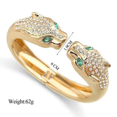 Gold Pave Crystal Panther Head Bracelet