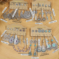 Antique Silver Boho Earring Set