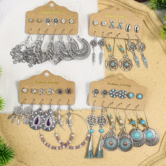 Antique Silver Boho Earring Set