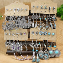 Antique Silver Boho Earring Set