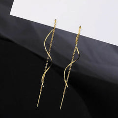 Gold Spiral Threader Earrings