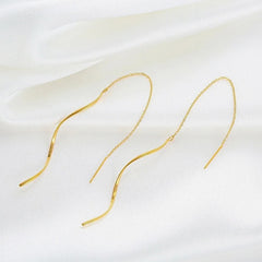 Gold Spiral Threader Earrings