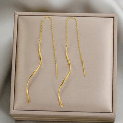 Gold Spiral Threader Earrings