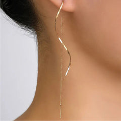 Gold Spiral Threader Earrings