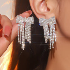 Sparkling Bow Drop Earrings