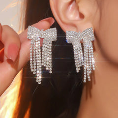 Sparkling Bow Drop Earrings