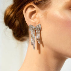 Sparkling Bow Drop Earrings