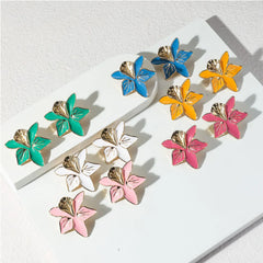 Colourful Enamel Flower Stud Earrings
