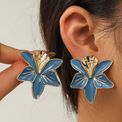Colourful Enamel Flower Stud Earrings