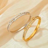 Elegant Gold & Silver Zircon Bangle Bracelets