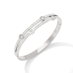 Elegant Gold & Silver Zircon Bangle Bracelets