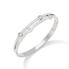 Elegant Gold & Silver Zircon Bangle Bracelets