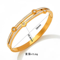 Elegant Gold & Silver Zircon Bangle Bracelets