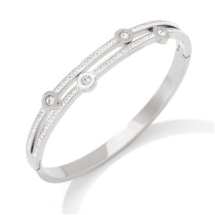 Elegant Gold & Silver Zircon Bangle Bracelets