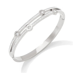 Elegant Gold & Silver Zircon Bangle Bracelets