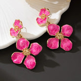 Bold Pink Flower Drop Earrings