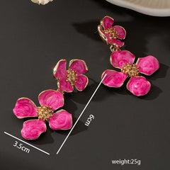Bold Pink Flower Drop Earrings