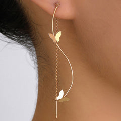 Elegant Gold Butterfly Threader Earrings