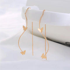 Elegant Gold Butterfly Threader Earrings