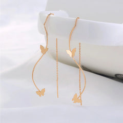 Elegant Gold Butterfly Threader Earrings