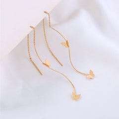 Elegant Gold Butterfly Threader Earrings