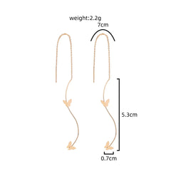 Elegant Gold Butterfly Threader Earrings