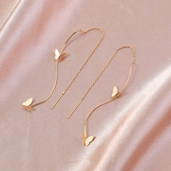 Elegant Gold Butterfly Threader Earrings